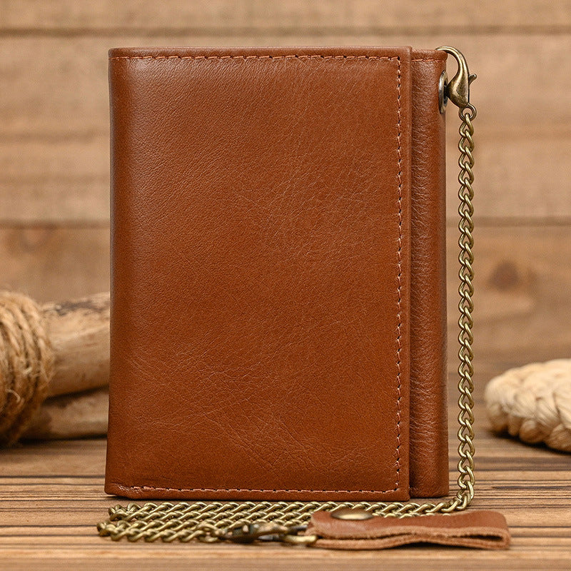 Herren Vintage Dreifach Lässig Echtleder Brieftasche 84024666X