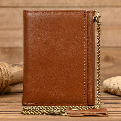 Herren Vintage Dreifach Lässig Echtleder Brieftasche 84024666X