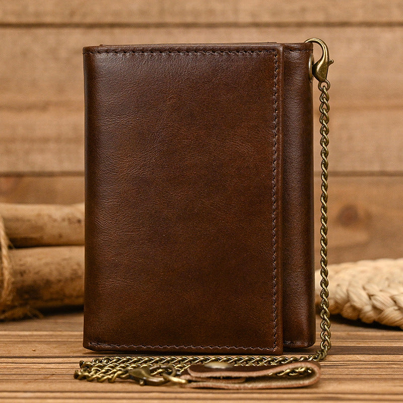 Herren Vintage Dreifach Lässig Echtleder Brieftasche 84024666X