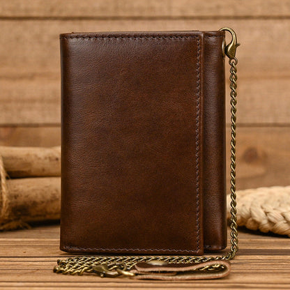 Herren Vintage Dreifach Lässig Echtleder Brieftasche 84024666X