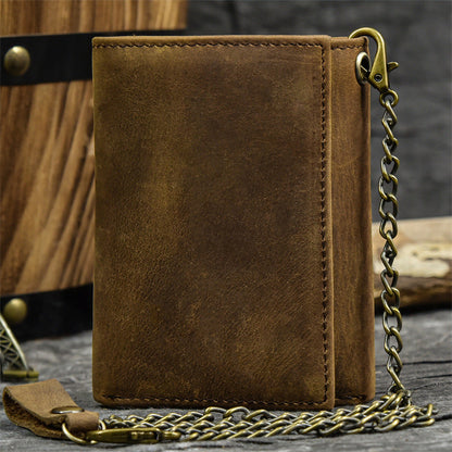 Herren Vintage Dreifach Lässig Echtleder Brieftasche 84024666X