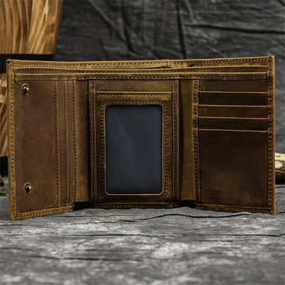 Herren Vintage Dreifach Lässig Echtleder Brieftasche 84024666X