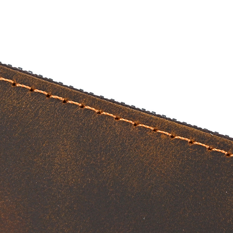 Herren Vintage Crazy Horse Leder Großraum Reißverschluss Lange Brieftasche 41489562X