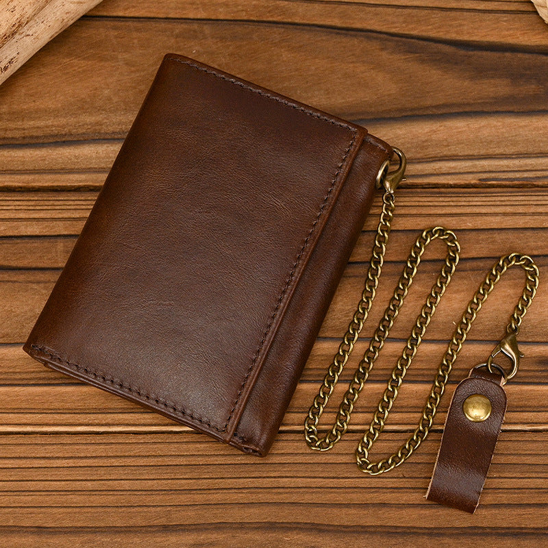 Herren Vintage Dreifach Lässig Echtleder Brieftasche 84024666X