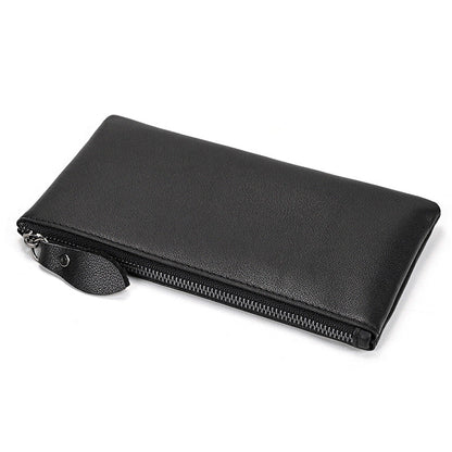Herren Vintage Crazy Horse Leder Großraum Reißverschluss Lange Brieftasche 41489562X