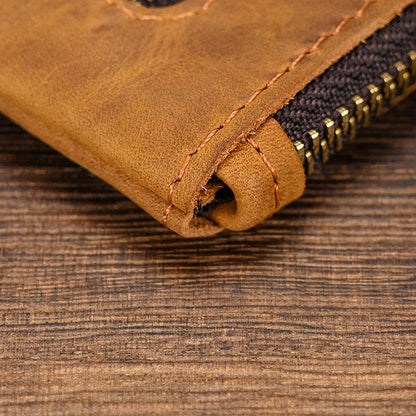 Herren Vintage Crazy Horse Leder Großraum Reißverschluss Lange Brieftasche 41489562X