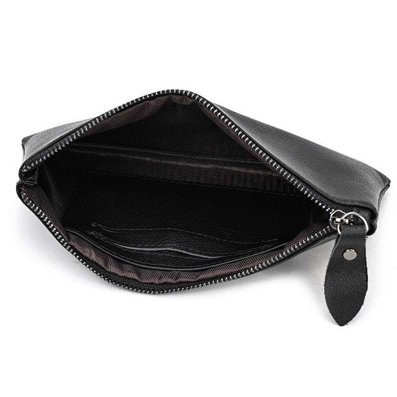 Herren Vintage Crazy Horse Leder Großraum Reißverschluss Lange Brieftasche 41489562X