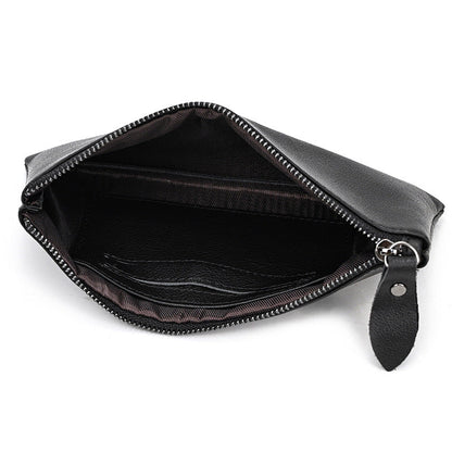 Herren Vintage Crazy Horse Leder Großraum Reißverschluss Lange Brieftasche 41489562X