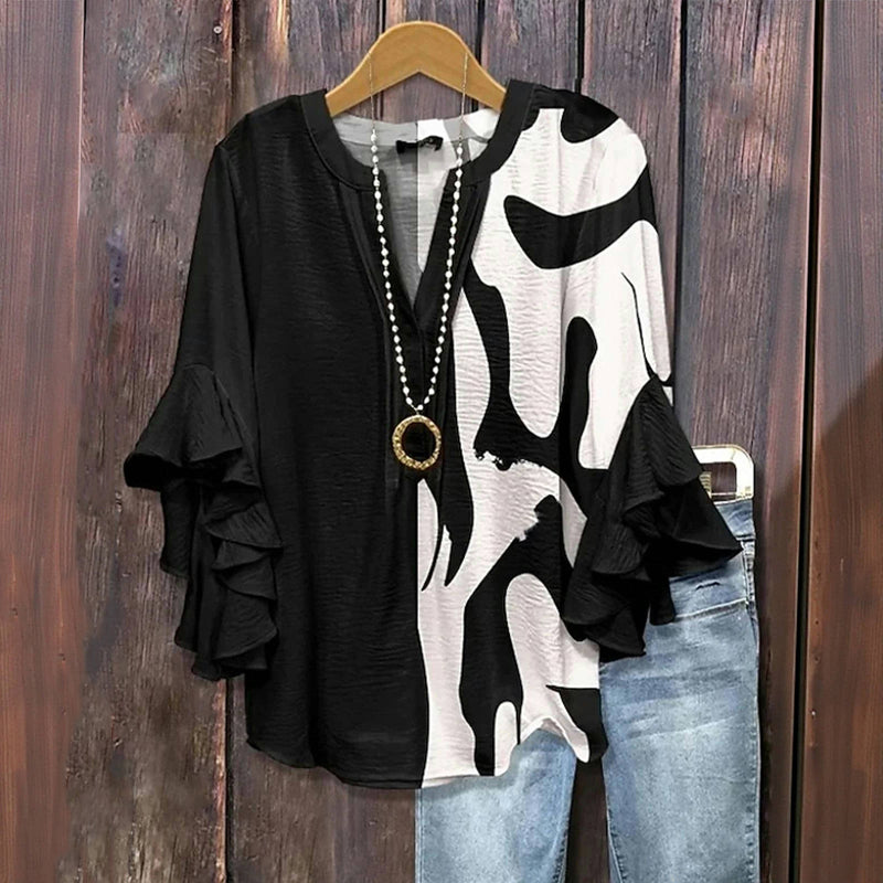 Casual Blouse Met Kleurblokken
