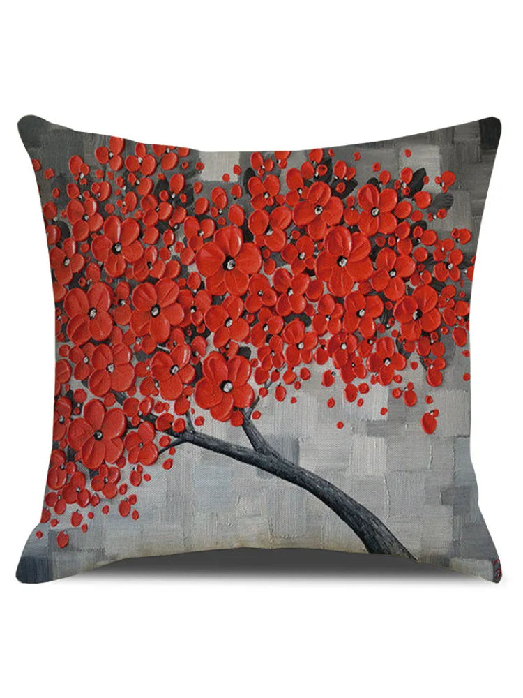 Barneys New York | Bloemenboom olieverfschilderij kunst kussensloop