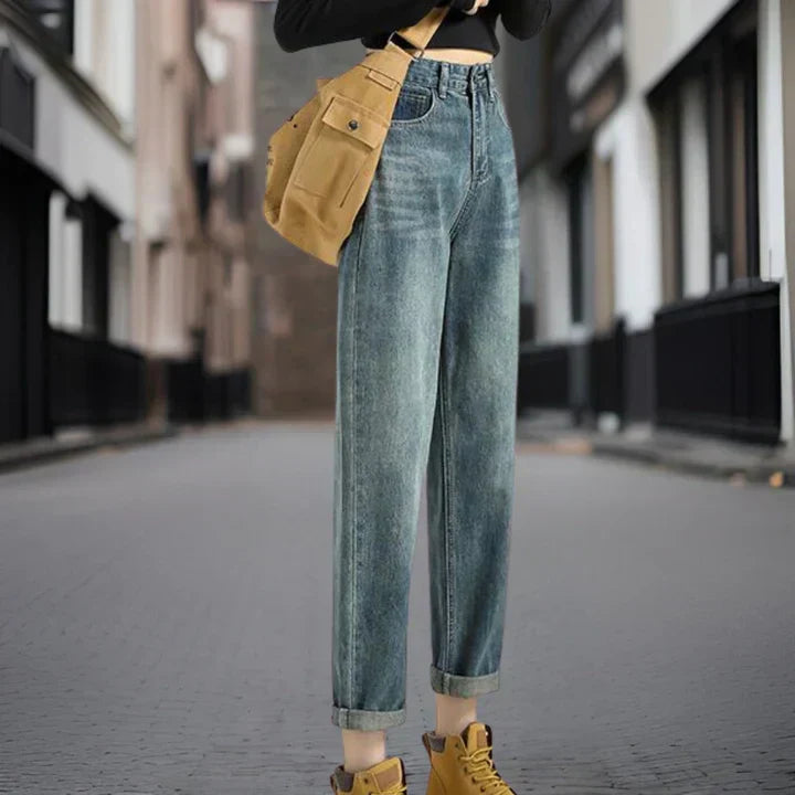 Clara | Højhalsede Jeans med lige ben