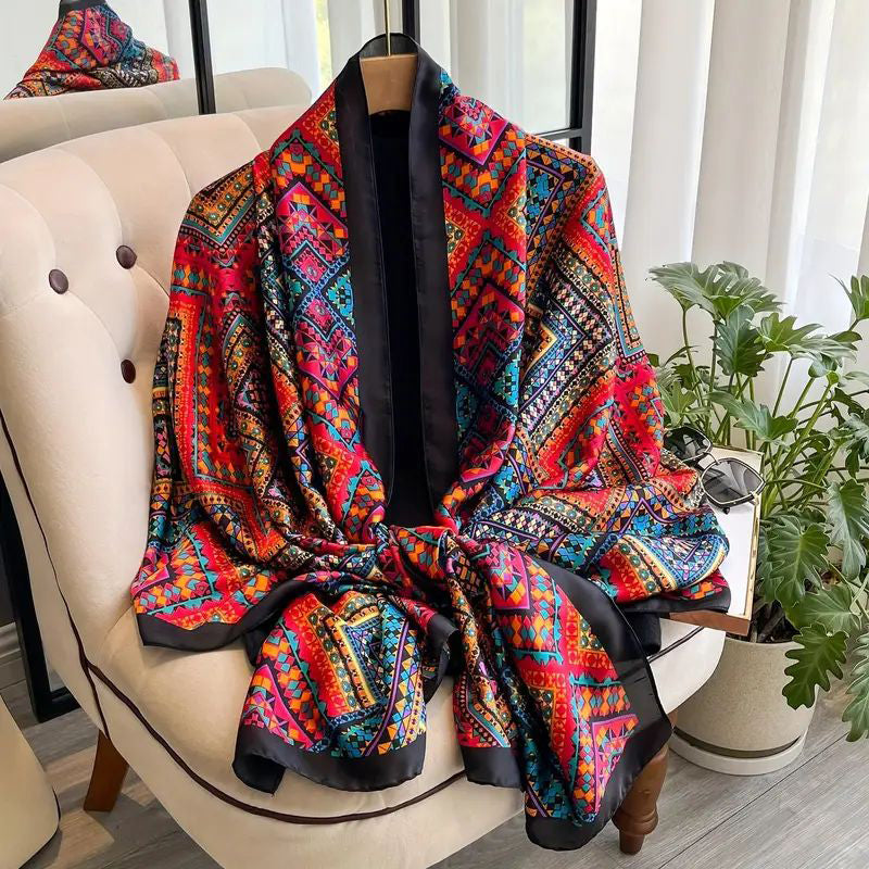 Vintage Sjaal met Geometrisch Patroon