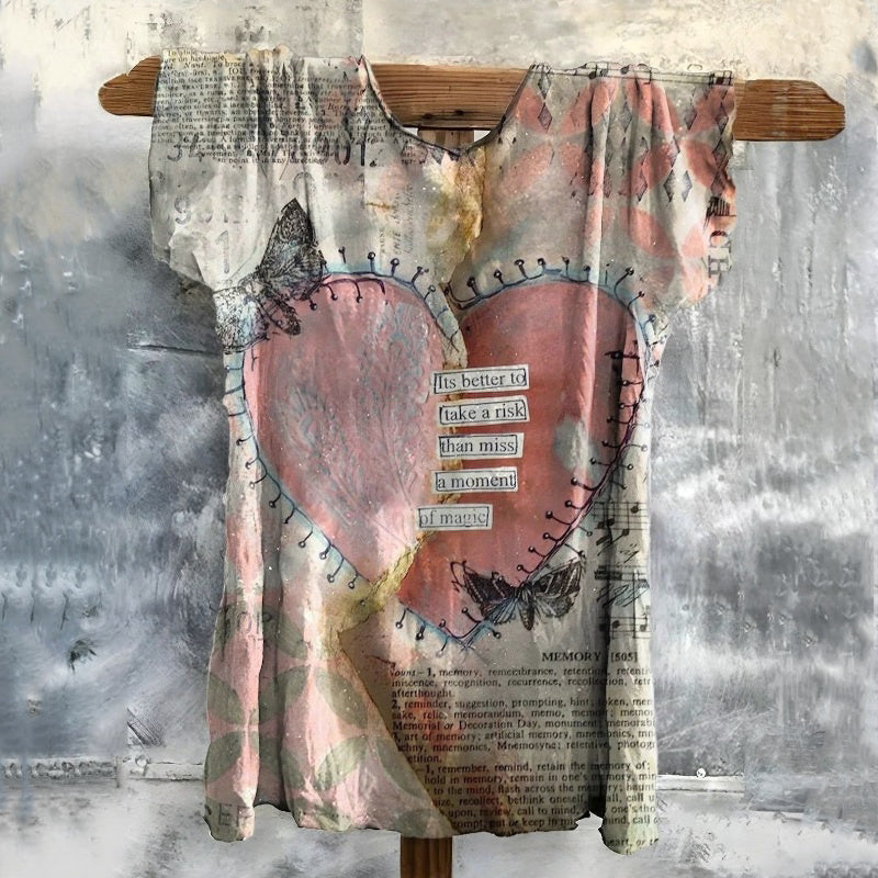 Vintage T-shirt met Hartprint