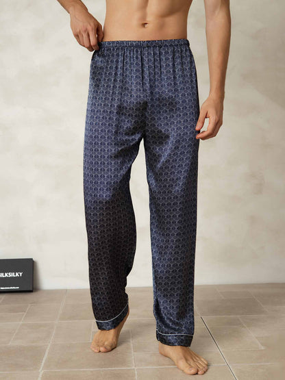 Men's pure silk pyjama bottoms with elastic waistband