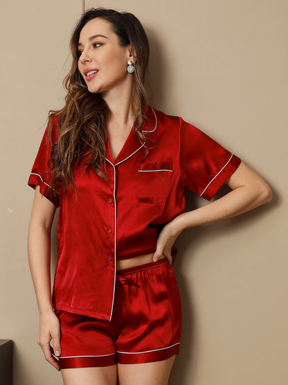 Pyjama en Soie Pure Ensemble de Pyjama Court 2Pcs