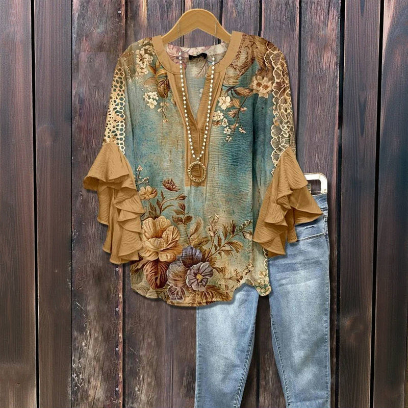 Vintage blouse met bloemenprint