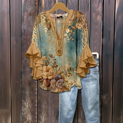 Vintage blouse met bloemenprint