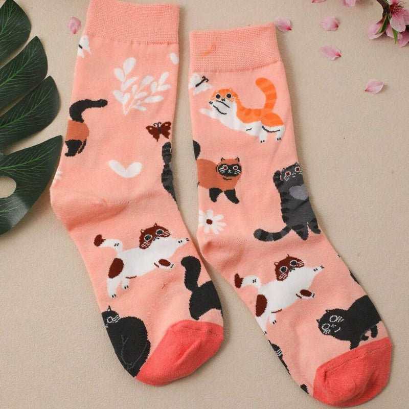 Chaussettes Décontractées À Motif Chat
