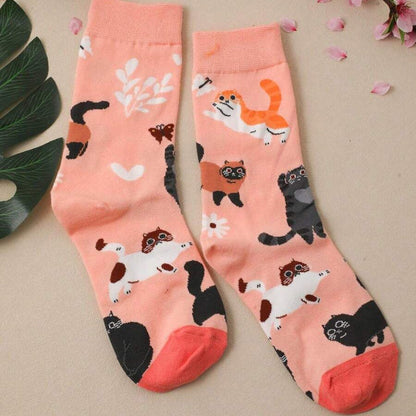 Chaussettes Décontractées À Motif Chat