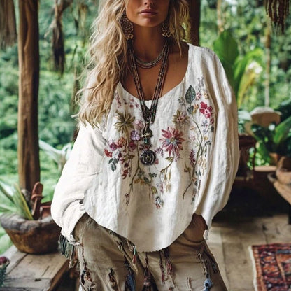 Blouse À Imprimé Floral Vintage