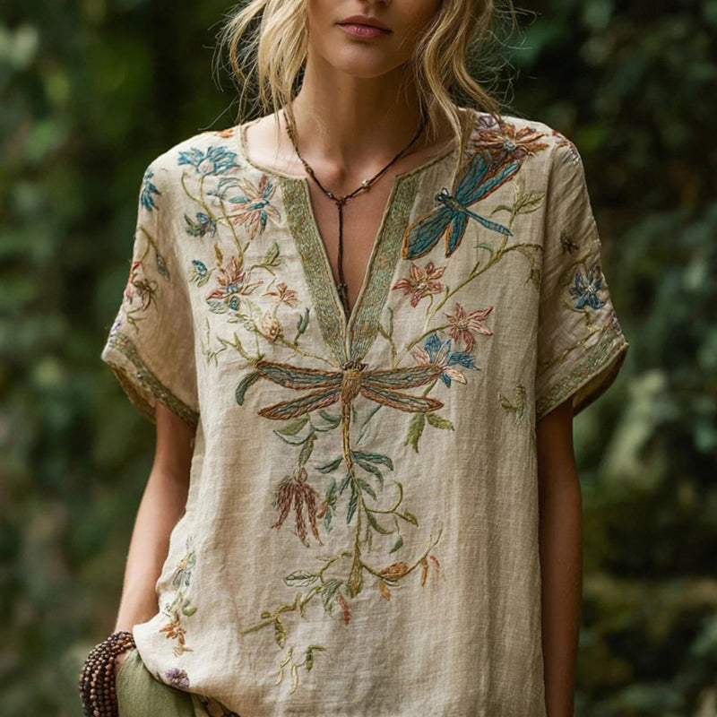 Bluse mit Vintage-Blumenmuster