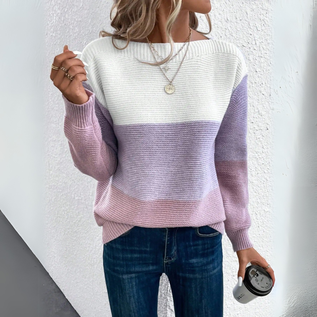 Clara | Elegante driekleurige patchwork trui