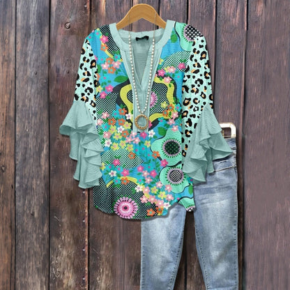 Vintage blouse met bloemenprint