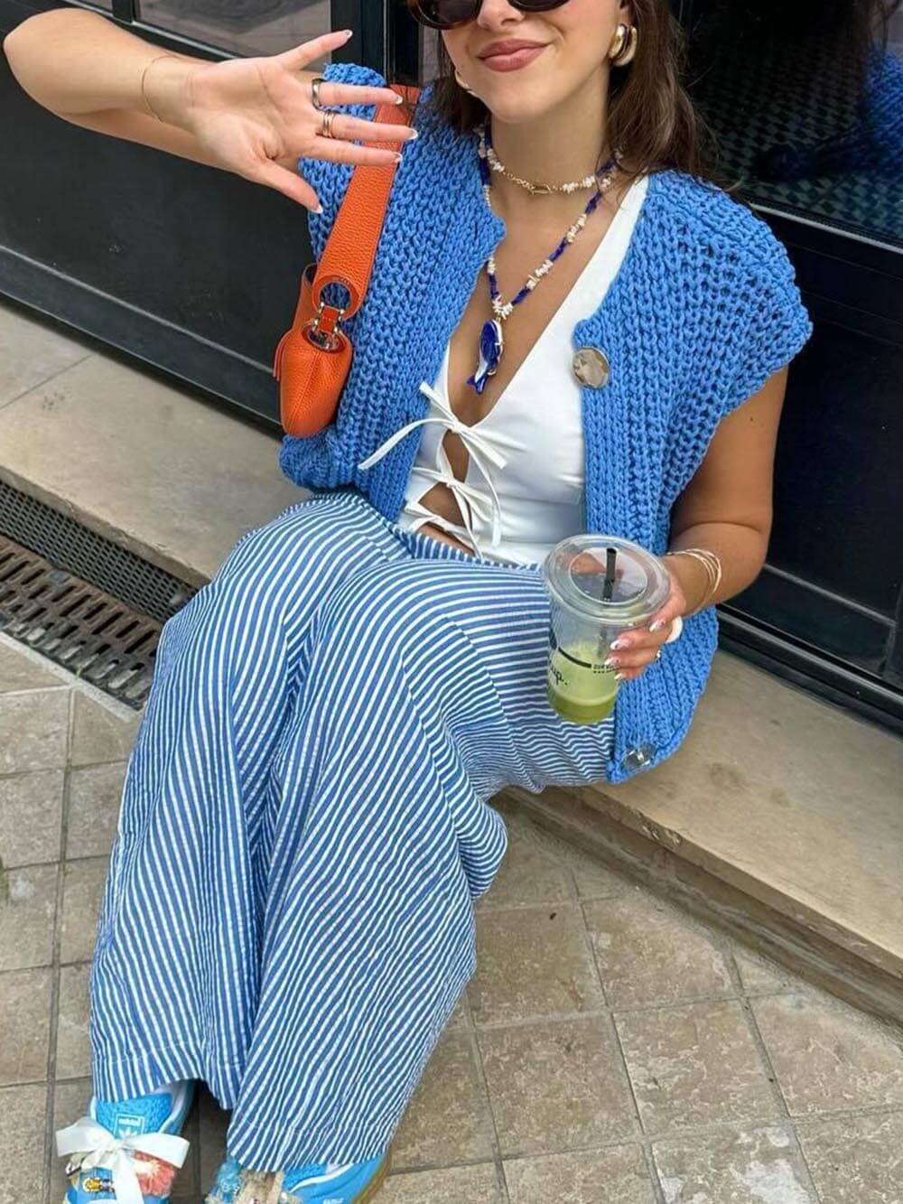 Elegante Mouwloze Korte Gebreide Vest