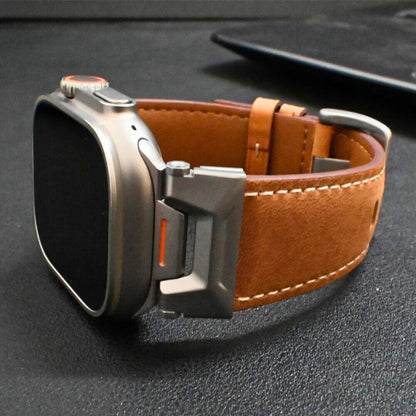 Titanium Echtleer Apple Watch Bandje