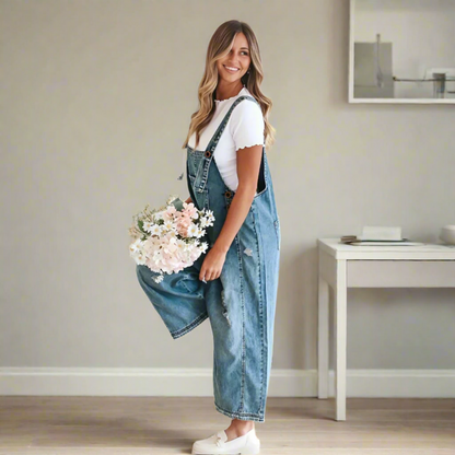 Lora™ – Verstelbare Jumpsuit met Vintage Wassing