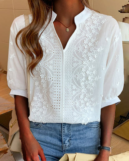 Yara | Witte blouse met pofmouwen