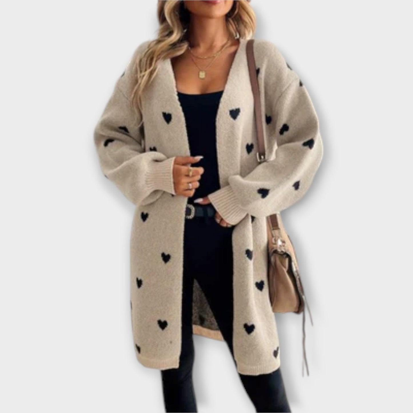Julia – Strickjacke mit Herzmuster
