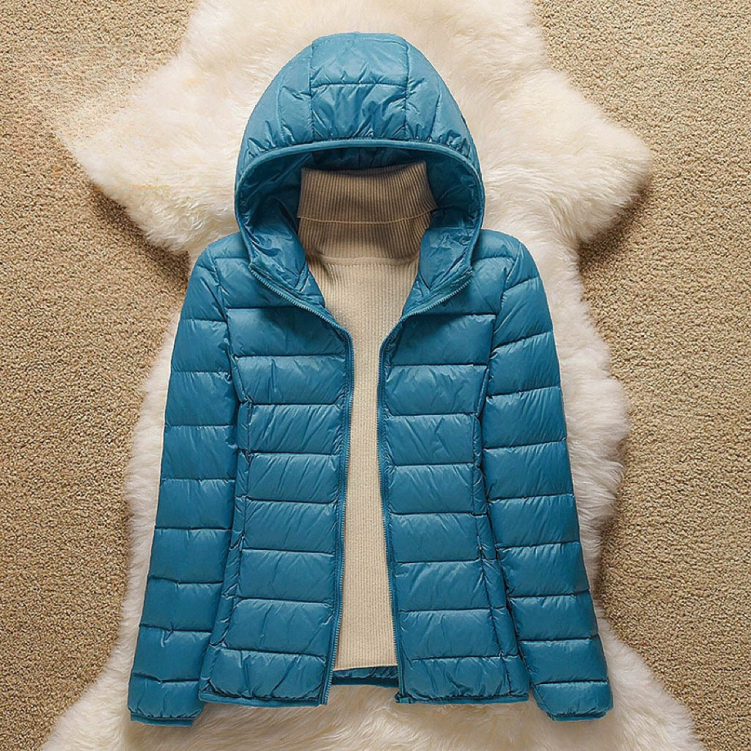 Metta Gewatteerde Mid Jas | Oceaanblauw