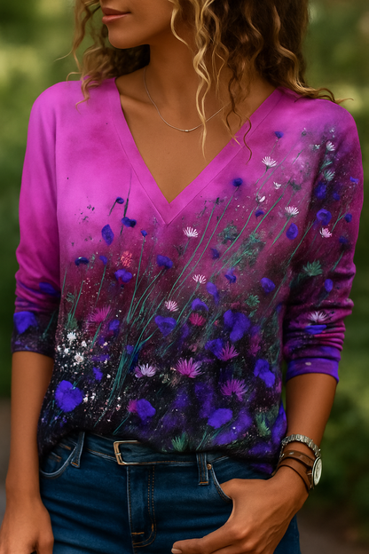 Barneys New York  |  Bloemschilderij Hals T-shirt