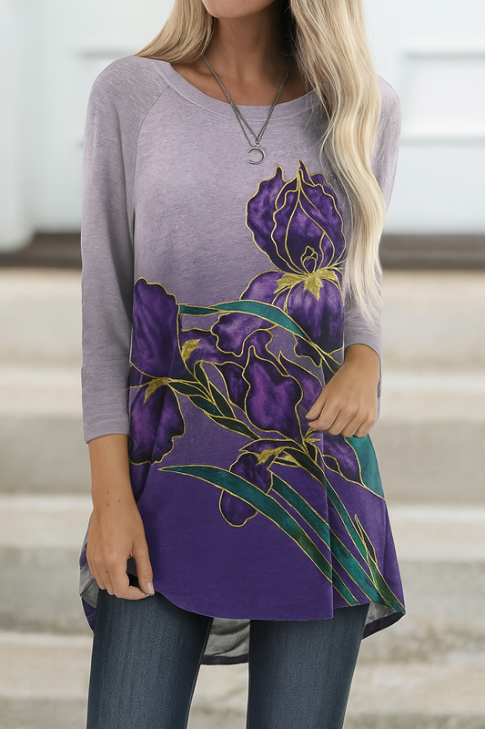 Barneys New York | Irises Gradient - T-shirt met vleermuismouwen en patroon