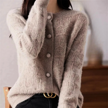 Mocha-Knopf-Pullover