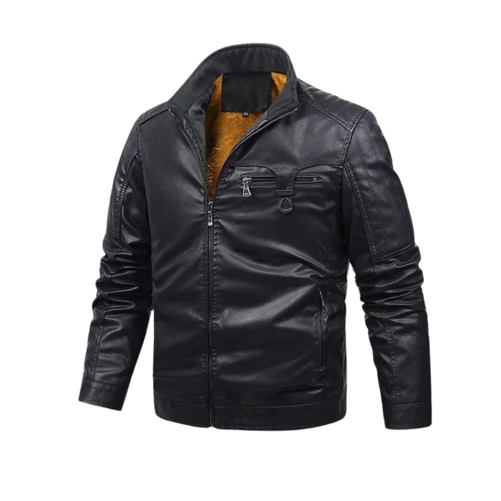 Retro-Lederjacke mit Fleecefutter