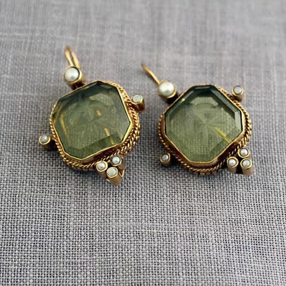 Maeble™ | Vintage-Ohrringe mit grünem Stein und Perle