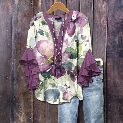 Vintage blouse met bloemenprint