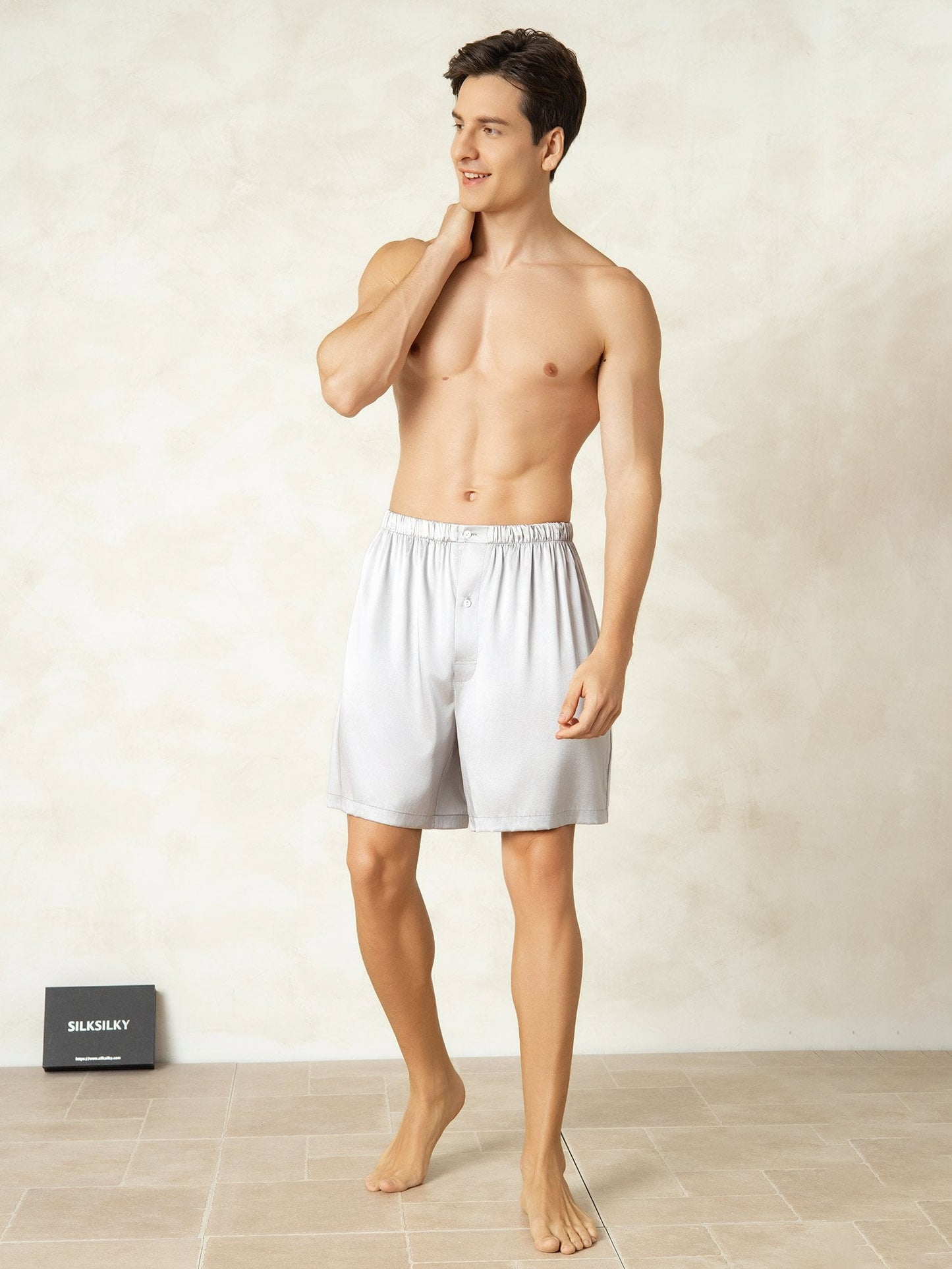 Short En Soie Pure Taille Élastique Shorts De Nuit Pour Hommes