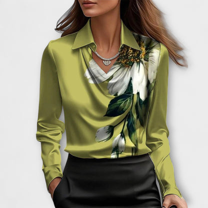 LA VENECIA | Elara™ – Drapierte Weiße Bluse