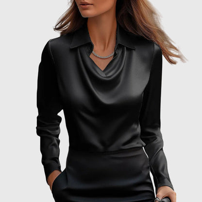 Nia™ – Elegante blouse met gedrapeerde halslijn voor een verfijnde alledaagse stijl