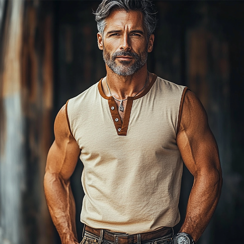 Mannen Contrast Kleur Mouwloze Sport Casual Tanktops MTA1011F9X