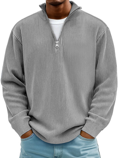 Milo™ Casual geribbeld shirt met lange mouwen en rits