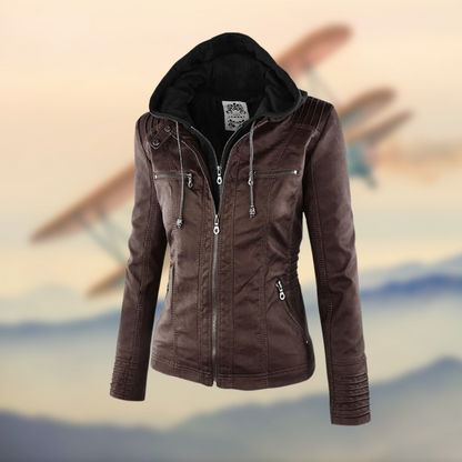 Sofia™ | Stilvolle Kunstlederjacke mit Reißverschluss
