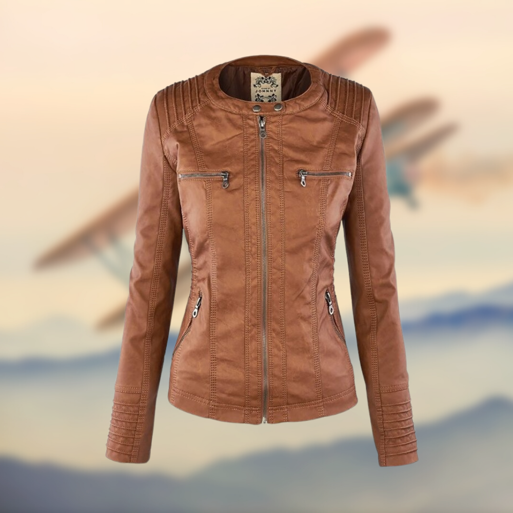 Sofia™ | Stilvolle Kunstlederjacke mit Reißverschluss