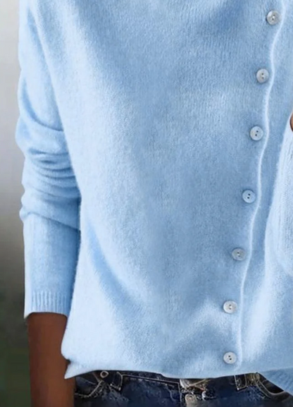 Blauer Langarm-Pullover ohne Muster