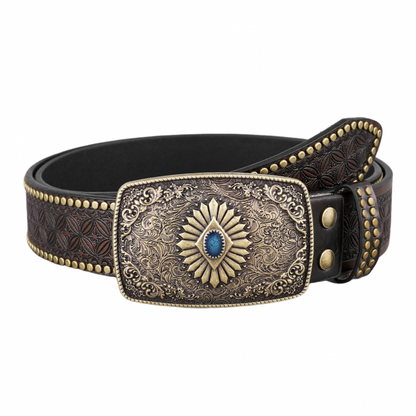 Herren Vintage Geprägter Nieten-Western-Cowboy-Ledergürtel 83246263M