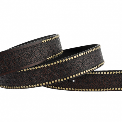 Herren Vintage Geprägter Nieten-Western-Cowboy-Ledergürtel 83246263M