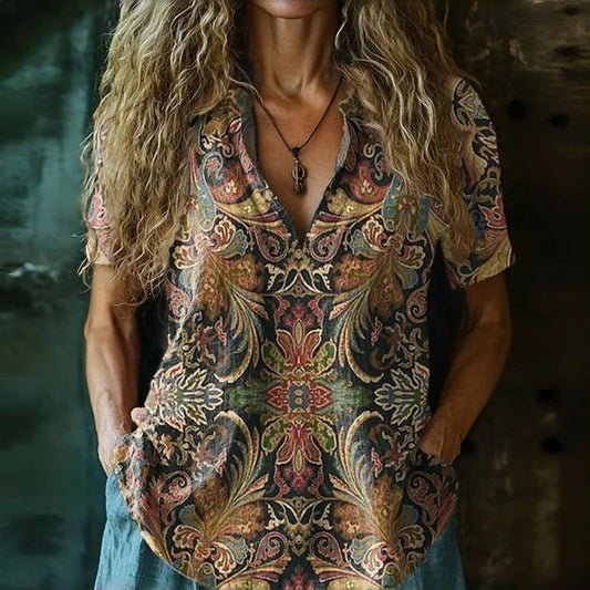 Vintage Blouse met Etnische Print